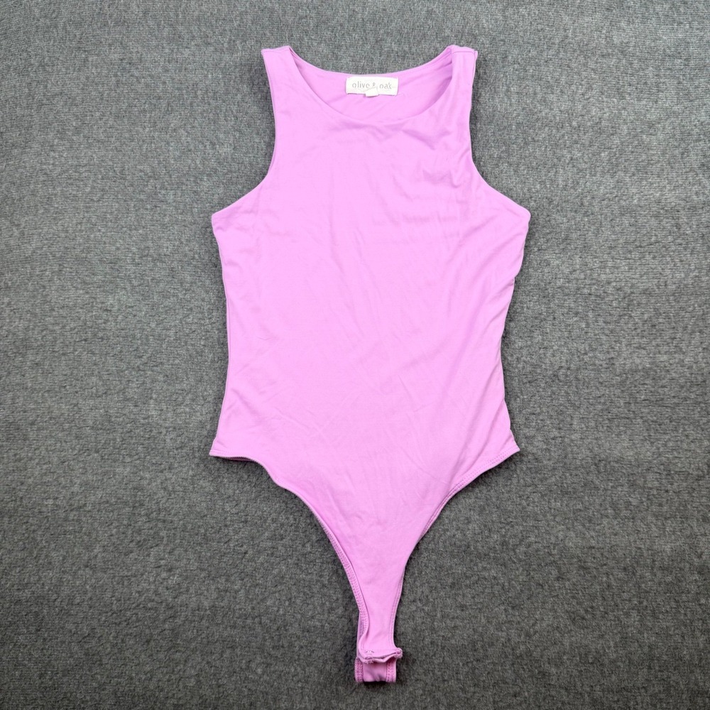Olive & Oak Bodysuit Women's Small Purple Sleeveless High Neck Thong 4T01610